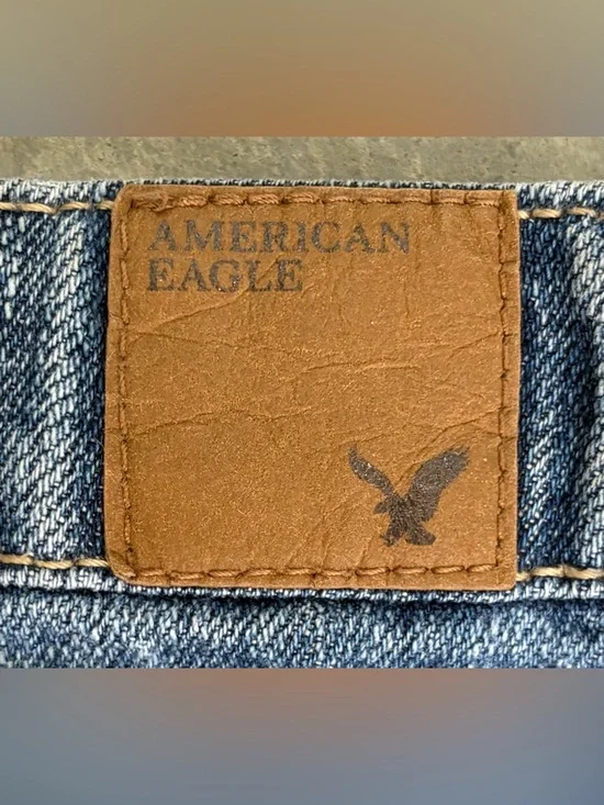 American Eagle Outfitters Distressed Denim Mini Skirt - Blue Wash - Size 12 - Picture 7 of 10